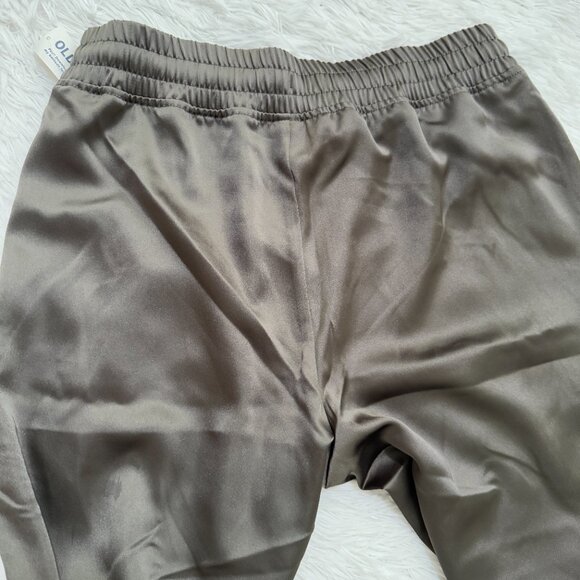Women Old Navy Shiny Satin High Rise Wide Leg Pants in Olive Green Size Small - Picture 11 of 11